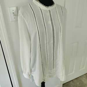 Ann Taylor Ivory Lace Accent Blouse